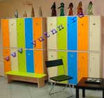 Двухуровневый раздевальный шкаф для детского сада